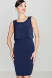 Fitted Unlined Dress with Back Zip and Split Skirt