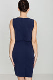 Fitted Unlined Dress with Back Zip and Split Skirt