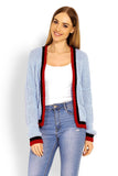 Chic Unbuttoned Jacket with Contrasting Piping