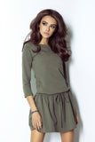 Sporty Cotton Dress with Flared Bottom and Drawstring