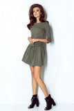 Sporty Cotton Dress with Flared Bottom and Drawstring
