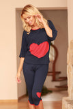 Charming Heart-Detail Viscose Pyjamas for Cozy Nights