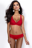 Elegant Lace Padded Bra with Satin Bow Detail