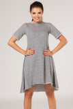 Quilted Grey Everyday Dress with Extended Back