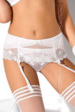 Sensual Embroidered Tulle Garter Belt with Double Tape