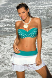 Trendy Bardot Swimsuit with Push-Up Cups and Cool Colors