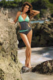 Elegant Monokini Swimsuit with Shaping Cups & Silver Accents