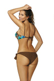 Colorful Floral Two-Piece Swimsuit with Military Design
