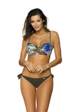 Floral Military-Inspired Two-Piece Swimsuit with Push-Up