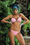 Elegant Two-Piece Swimsuit with Push-Up and Jeweled Accents