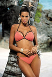 Feminine Two-Piece Swimsuit with Push-Up and Jeweled Rings