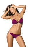 Feminine Two-Piece Swimsuit with Push-Up Bra and Rings