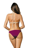 Feminine Two-Piece Swimsuit with Push-Up Bra and Rings