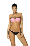 Elegant Bardot Two-Piece Swimsuit with Push-Up Effect