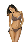 Feminine Two-Piece Swimsuit with Lace Trim and Push-Up Cups