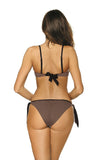Feminine Two-Piece Swimsuit with Lace Trim and Push-Up Cups