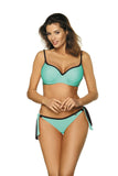 Feminine Two-Piece Swimsuit with Lace Trim and Push-Up Cups