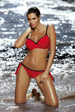 Feminine Two-Piece Swimsuit with Lace Trim and Push-Up Support