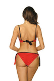 Feminine Two-Piece Swimsuit with Lace Trim and Push-Up Support