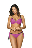 Feminine Two-Piece Swimsuit with Lace Trim & Push-Up Cups