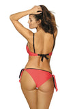 Feminine Two-Piece Swimsuit with Lace Trim and Push-Up Cups