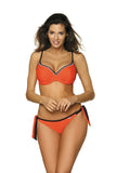 Feminine Two-Piece Swimsuit with Lace Trim and Push-Up Design