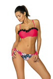 Floral Trim Two-Piece Swimsuit with Push-Up Support