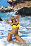 Floral Trim Two-Piece Swimsuit with Push-Up Design