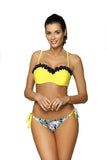Floral Trim Two-Piece Swimsuit with Push-Up Design