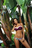 Romantic Two-Piece Swimsuit with Floral Trim and Push-Up Design