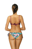 Romantic Two-Piece Swimsuit with Floral Trim and Push-Up Design