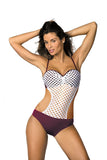 Elegant Openwork One-Piece Swimsuit with Push-Up Support