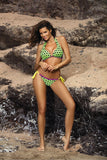 Feminine Two-Piece Peas Swimsuit with Halter Neckline