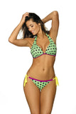 Feminine Two-Piece Peas Swimsuit with Halter Neckline
