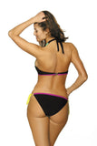 Feminine Two-Piece Peas Swimsuit with Halter Neckline