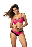 Feminine Two-Tone Padded Push-Up Swimsuit With Side Cutouts