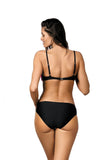 Feminine Two-Tone Padded Push-Up Swimsuit With Side Cutouts