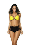 Chic Two-Piece High-Cut Swimsuit with Padded Push-Up Cups