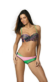 Colourful Two-Piece Swimsuit with Padded Cups and Underwire