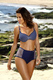 High-Waisted Two-Piece Swimsuit with Mesh Details