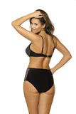 Retro-Inspired Two-Piece Swimsuit with Mesh Detailing