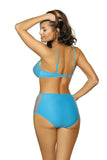 Retro High-Waisted Two-Piece Swimsuit with Mesh Details