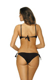 Elegant Black Pearl Two-Piece Swimsuit with Floral Trim