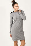 Knitted Hoodie Sports Dress with Welted Sleeves