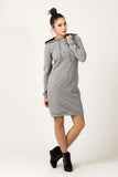 Knitted Hoodie Sports Dress with Welted Sleeves