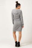 Knitted Hoodie Sports Dress with Welted Sleeves