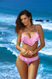 Charming Two-Piece Swimsuit with Trendy Ruffles