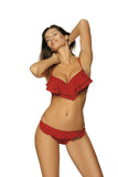 Charming Two-Piece Swimsuit with Flirty Frills and Push-Up