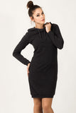 Knitted Hooded Sports Dress with Welted Sleeves