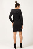 Knitted Hooded Sports Dress with Welted Sleeves